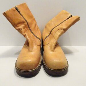 Durango Leather Boot VTG Y2K Motorcycle Platform Block Chunky Heel Ankle Zip 7.5